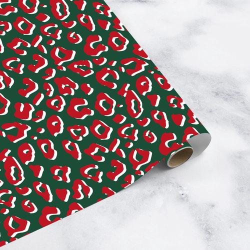 Red, White & Green Leopard Wrapping Paper