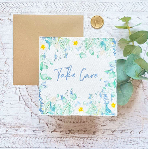 Take Care Handmade Paper Greetings Card