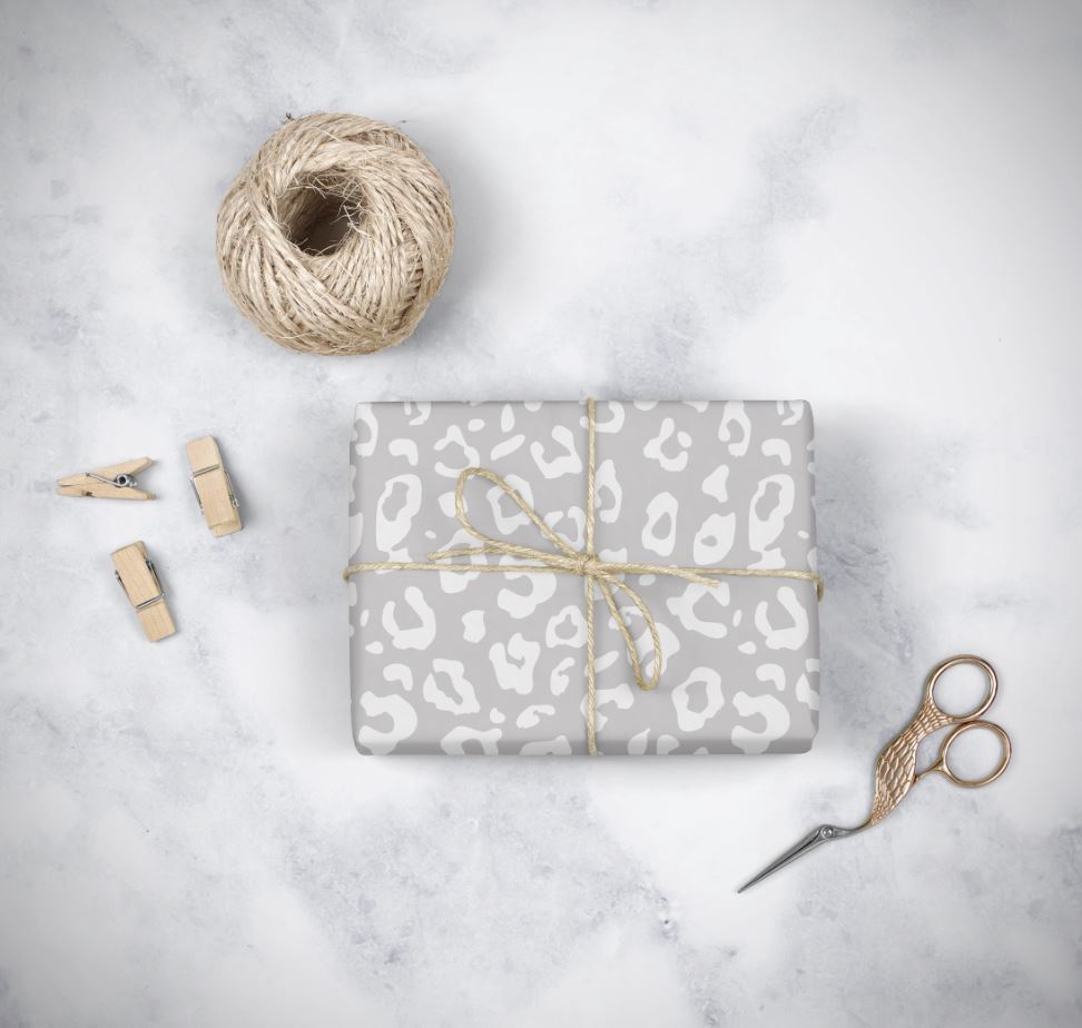 Grey Leopard Wrapping Paper