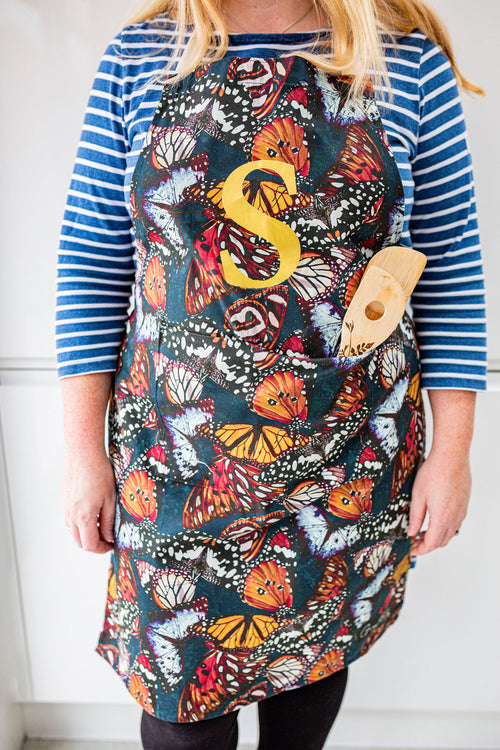 The Butterfly House - Apron in Teal Blue
