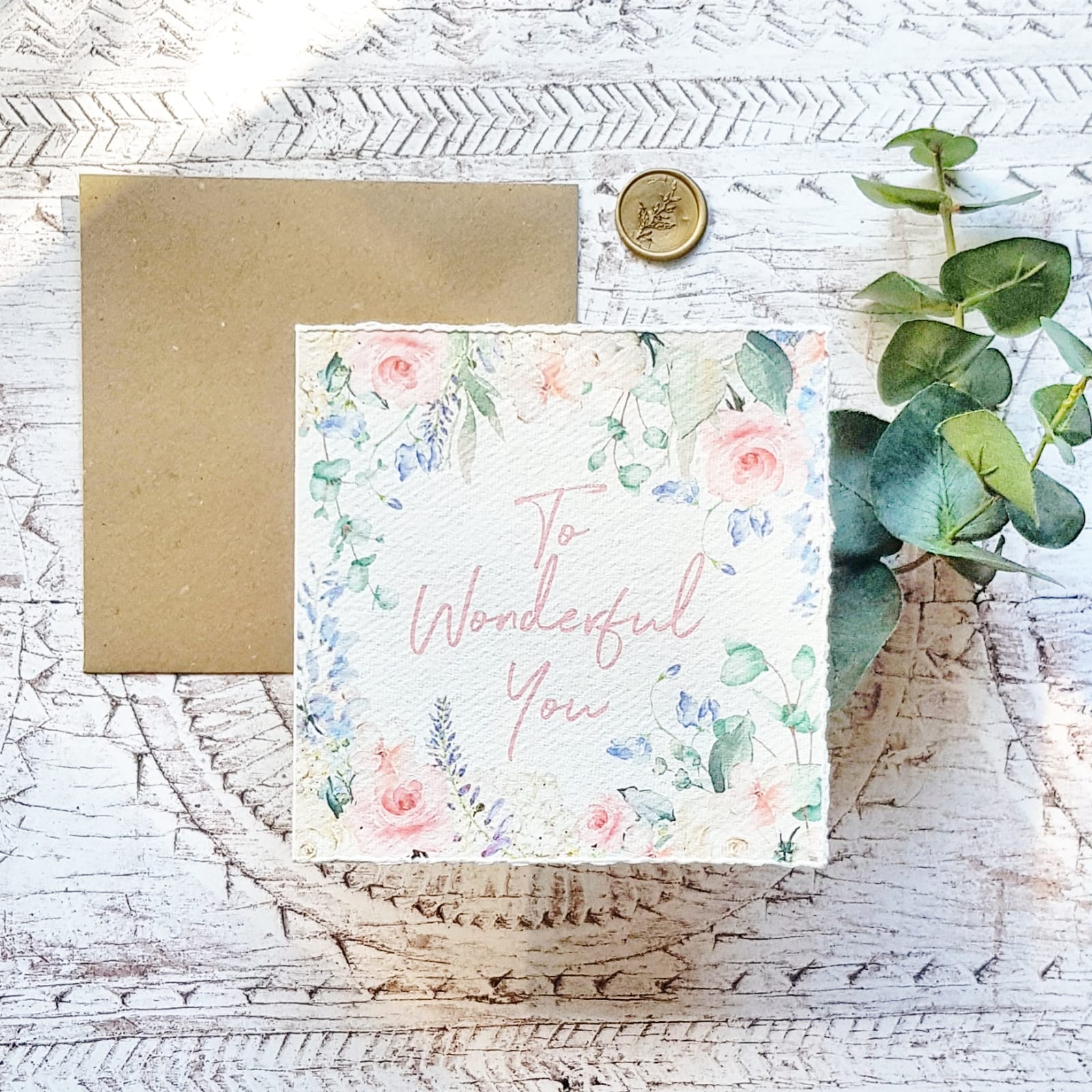 'To Wonderful You' Handmade Paper Greetings Card